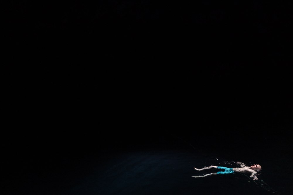 Nathaniel floating in Cenote Samula vear Valladolid Mexico. Photo: Alex Washburn