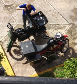 Nathaniel packs his gear, getting ready to cross the Belize border. (Photo: Alex Washburn)
