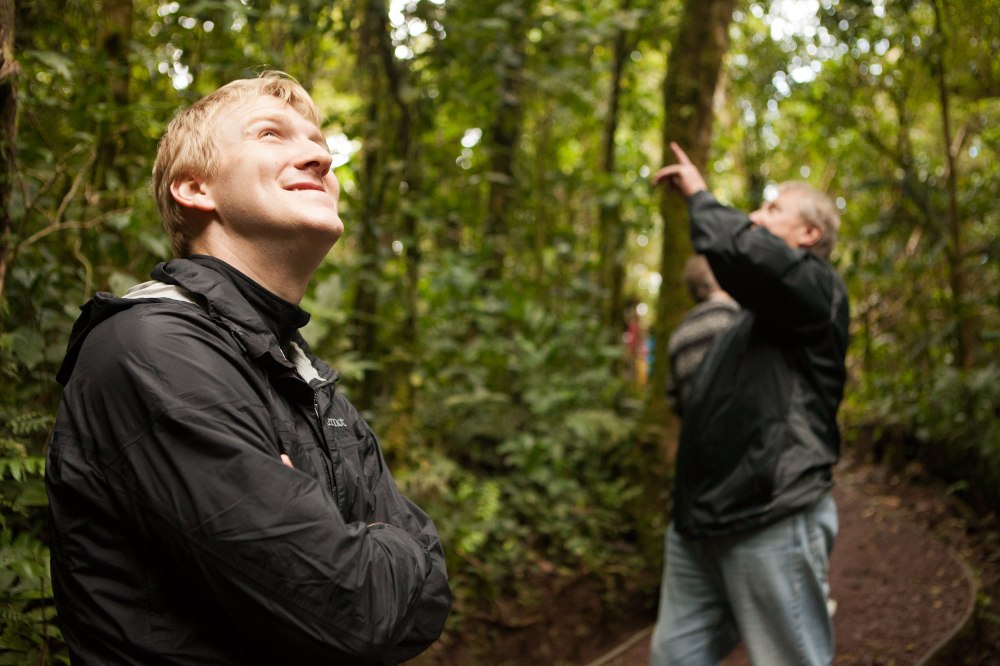 On the one full day we had in Monteverde we left early in the morning for a hike around the cloud forest (the place where clouds are literally born, from the warm weather on the pacific mixing with the cold air from the Caribbean). The biodiversity of Costa Rica is truly stunning as we saw sloths, quetzals, spiders, snakes, anteaters, coatimundi, and many varieties of hummingbirds.  Our tour guide Bernal was one of the best we have had on this trip, animated and clearly loving being able to hike for a living.  Photo: Alex Washburn