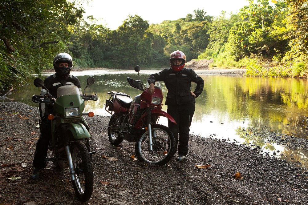 What awaited us on road 162 was the most challenging day of riding yet on this trip, some of which neither of us think we could have done two months ago.  Fifty-miles of mountains on gravel/rock roads, seven river crossings (including one with 3 feet of water where the motorcycles had to cross), two broken down motorcyclists needing rides, a flat tire on the Rav4 (lucky we had a spare and were right next to a tire repair shop, out in the middle of nowhere), and eight hours later we arrived in Montezuma, a trip which everyone said should only take five. We earned our off-road badges yesterday and the victory dinner couldn't have tasted better. Photo: David Chaney