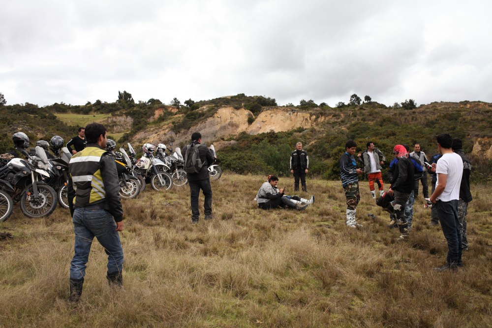 Our group of riders (18 in total) stands at the top of a hill in 'Tatacoita' as our new friends called it. Photo: Alex Washburn