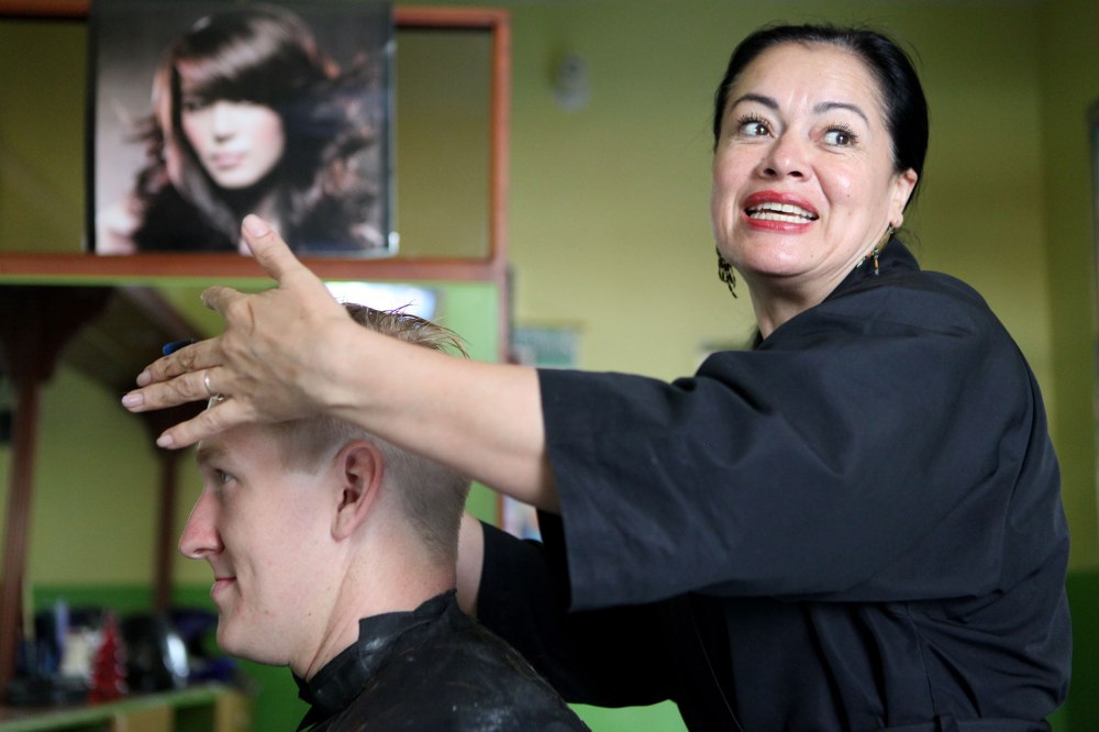 Nathaniel had been wanting a haircut for weeks and we finally made it happen in San Gil. Photo: Alex Washburn