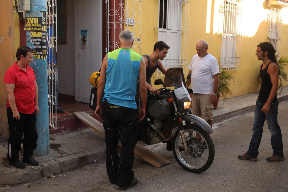 Jesse was the last of our group to roll his bike out of our Cartagena Hostel and onto the street as we got ready to leave. Photo: Alex Washburn