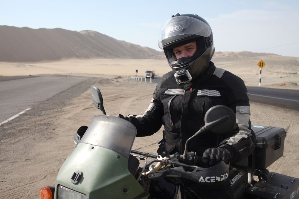 We stopped for a quick photo break 200 miles(isn) north of Lima. We were tired and dehydrated when we finally arrived although this desert is not actually that hot. Photo: Alex Washburn 