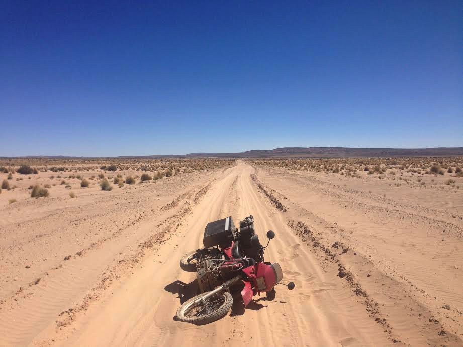 I can't pick my motorcycle up without Nathaniel's help while is has all my gear on it. Without the boxes I can pick it up but it's still difficult.  Photo: Alex Washburn